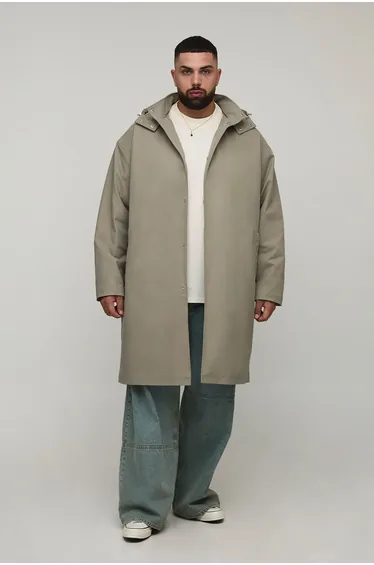 جاكيت ماك بهودي بأزرار لون بيج - للمقاسات الكبيرة