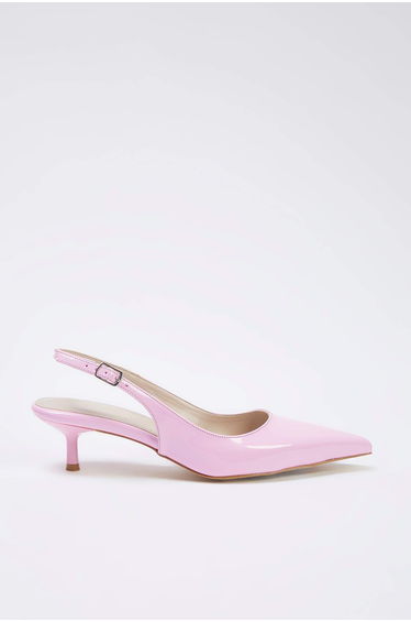 Pink Patent Leather Pointed Toe Kitten Heels Women Classic Heels Shoes