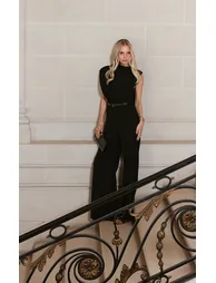 Premium Black Woven Asymmetric Cowl Drape Back Jumpsuit - 5