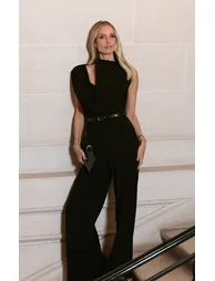 Premium Black Woven Asymmetric Cowl Drape Back Jumpsuit