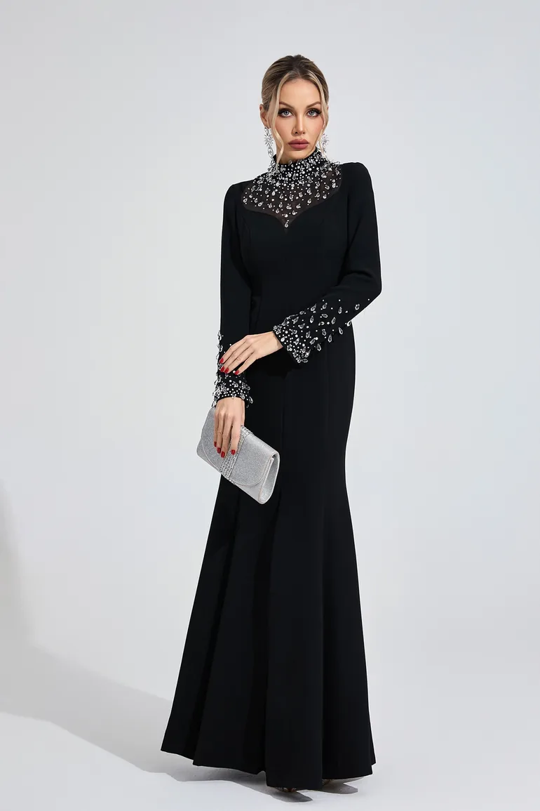 Ula Black Diamond Maxi Dress