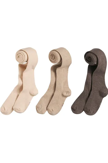 Pack of 3 Tights in Plain Ribbed Cotton Mix