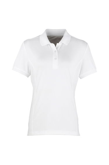 Premier Womens/Ladies Coolchecker Short Sleeve Pique Polo T-Shirt - White