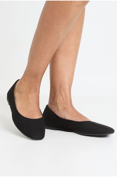 Round Toe Ballet Flats - black