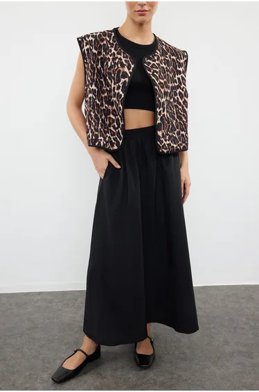 Black A-Line Maxi Length Skirt