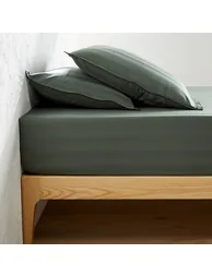 Victor Striped 100% Washed Cotton Satin 300 Thread Count Fitted Sheet - 2