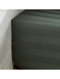 Victor Striped 100% Washed Cotton Satin 300 Thread Count Fitted Sheet - 3