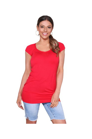 Cap Sleeve Banded Hem Jersey Top