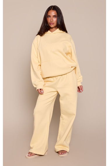 Petite Butter Yellow Graphic Wide Leg Joggers