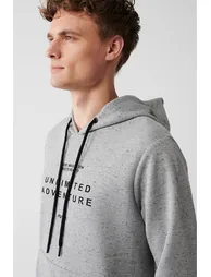 Men's Gray Hooded Collar Cotton Printed Standard Fit Regular Fit Sweatshirt - 2