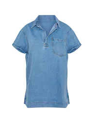 Mid Blue Wash Rugby Style Denim Mini Dress - 4