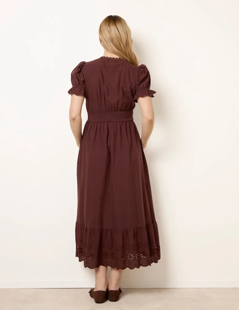 Embroidery Detail V-Neck Maxi Dress - 3