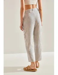 Women's Striped Front Pop Up Trousers - 2