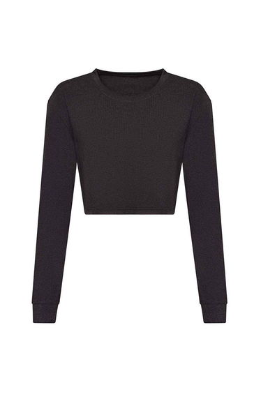 Awdis Womens/Ladies Heather Crop T-Shirt - Black