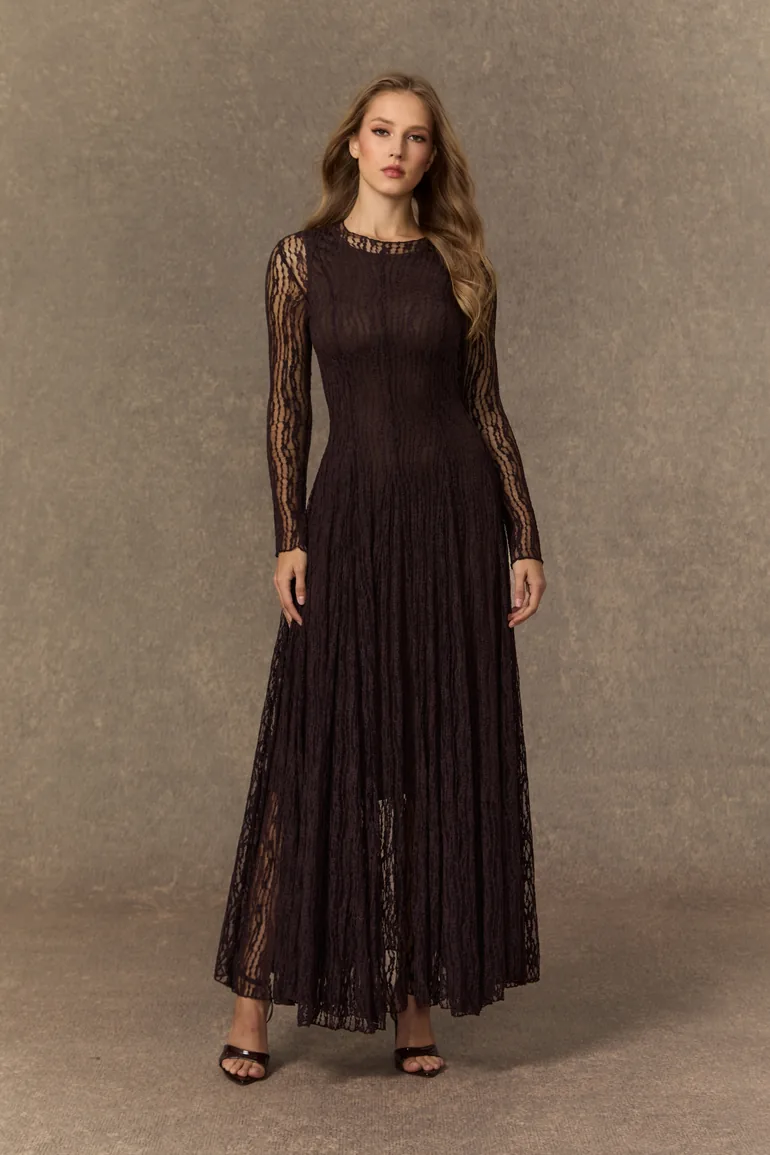Momentous Moments Black Sheer Lace Pleated Maxi Dress Sunfere Brown : Evening Dresses : VogaCloset Bahrain Momentous Moments Black Sheer Lace Pleated Maxi Dress Sunfere Brown : Evening Dresses : VogaCloset Bahrain