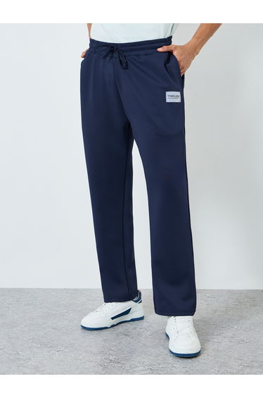 Men Navy Blue Relaxed Fit Joggers