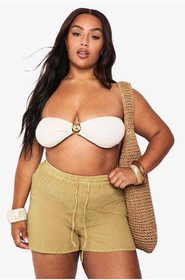 Plus Cheesecloth Beach Shorts