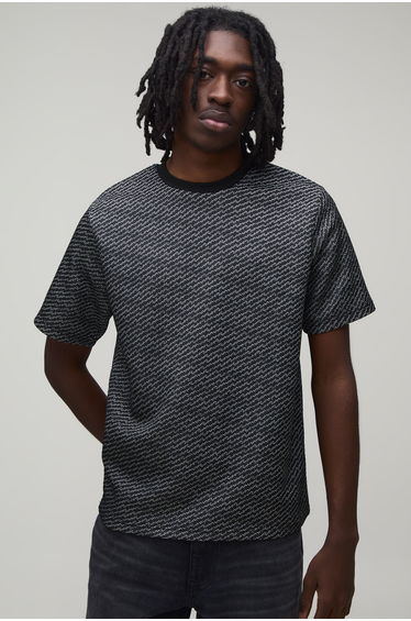 Regular Fit Jacquard T-Shirt - black
