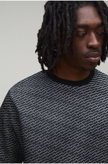 Regular Fit Jacquard T-Shirt - black product thumbnail 3