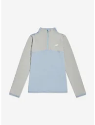 New Balance Boys Contrast Panel 1/4 Zip Funnel Sports Top in Grey - 1