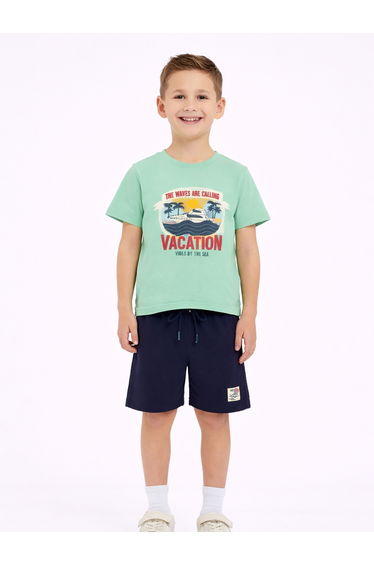 Boys Cotton Graphic T-Shirt and Shorts Set