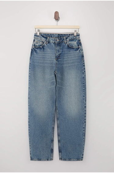 Blue High Waist 100% Cotton Baggy Jeans