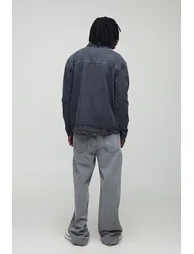 Tall Tinted Washed Oversized Rugby Shirt - charcoal - 1