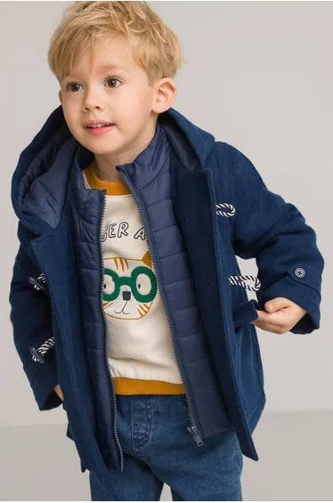 Hooded Duffle Coat with Padded Liner