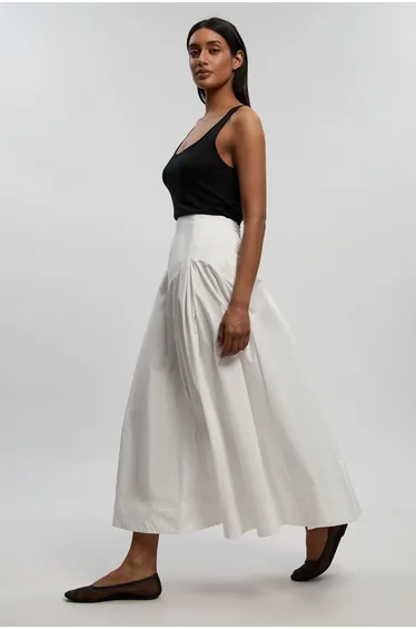 Cotton Woven Prom Skirt With Dropped Waist Detail