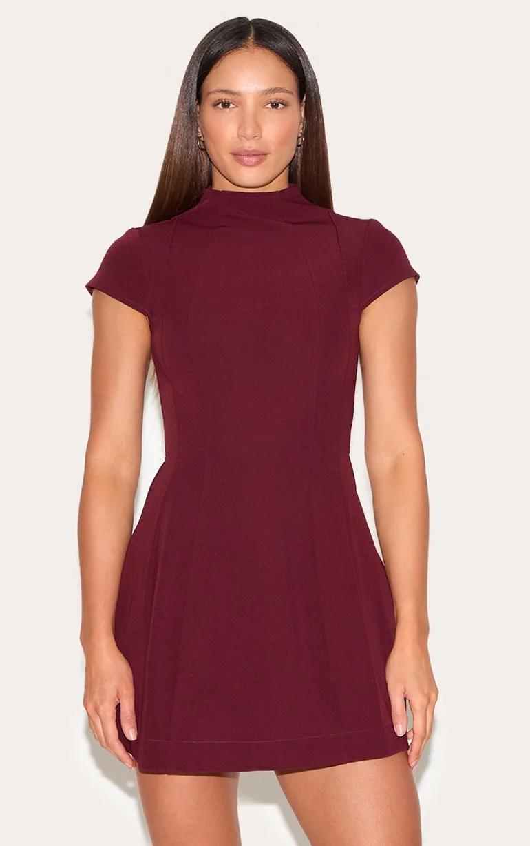 high neck cinched waist dress 2024 Long Sleeve Cinched Waist V-Neck Maxi Dress  Sassymyprom