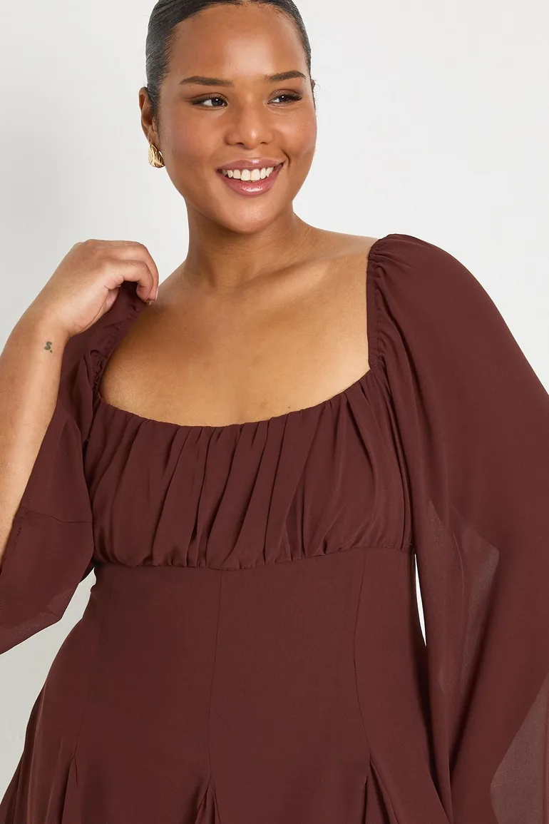 Plus Chiffon Godet Skater - chocolate Boohoo Brown : Dresses : VogaCloset Kazakhstan Plus Chiffon Godet Skater - chocolate Boohoo Brown : Dresses : VogaCloset Kazakhstan