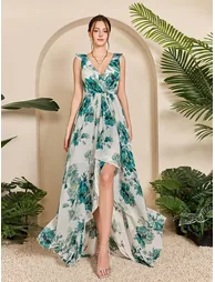 Leely Plus Women's Elegant V Neck Sleeveless Party Dress - 3
