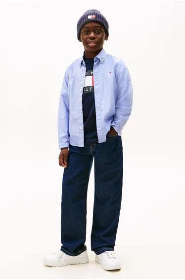 Flag Oxford Shirt Ls Breezy Blue Strip