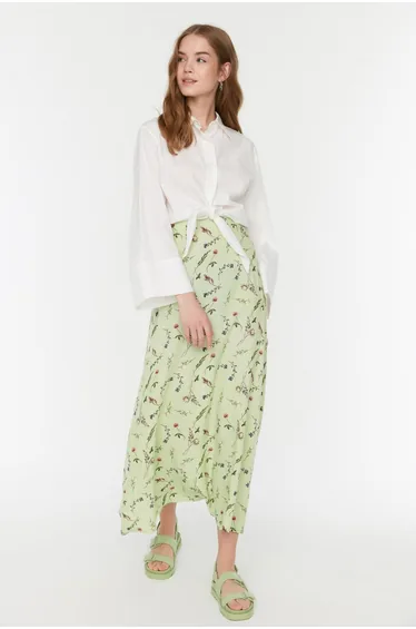 Column Maxi Skirt with Floral Prints