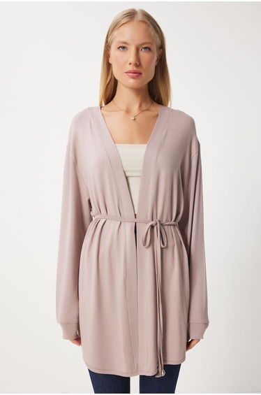 Women's Beige Seasonal Knitted Sweater Cardigan
