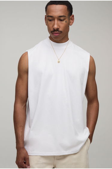 White Oversized Amalfi Print Tank - white