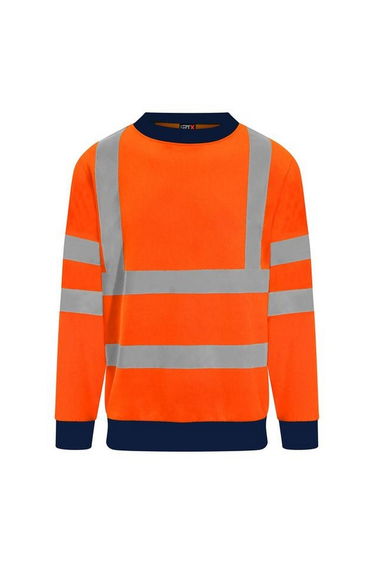 PRO RTX Mens High Visibility Sweatshirt - Orange/Navy