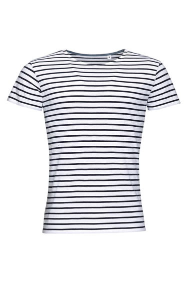 SOLS Mens Miles Striped Short Sleeve T-Shirt - White/Navy