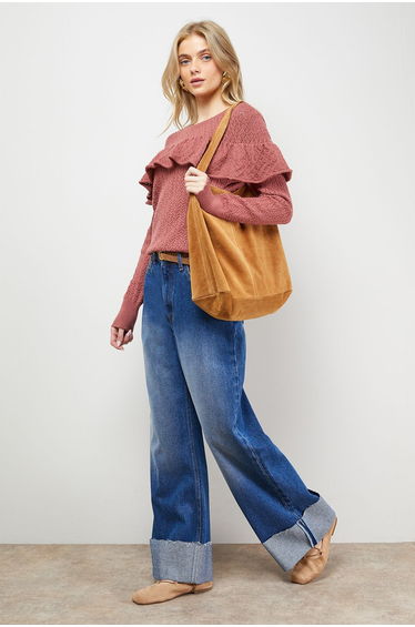 Frill Yoke Detail Pointelle Jumper