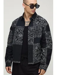 Oversized Boxy Linen Look Printed Collared Shirt - 2