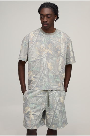 Forest Camo Oversized Boxy T-Shirt & Baggy Short Set - camo