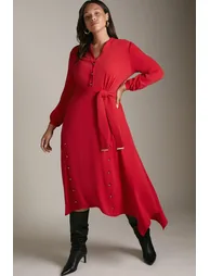 Curve Soft Tailored Button Hi-low Hem Dress