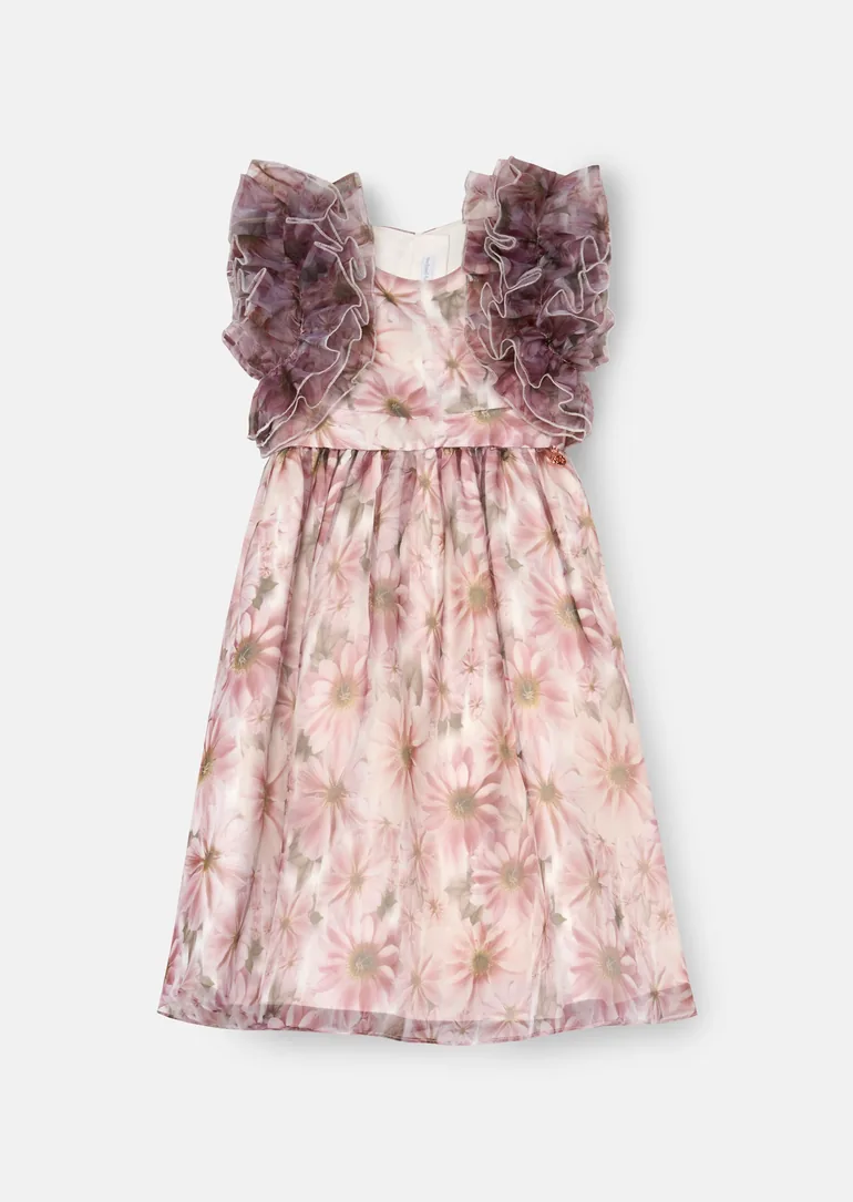 Flora Ruffle Sleeve Organza Print Dress - 5