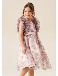 Flora Ruffle Sleeve Organza Print Dress - 2