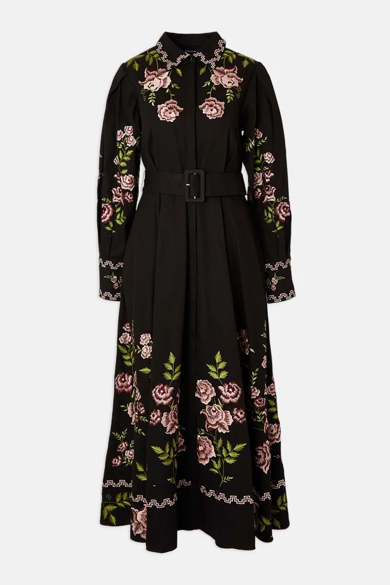 Plus Size Rose Embroidered Cotton Twill Woven Shirt Dress With Eyelets Karen Millen Black : Dresses : VogaCloset Kuwait Plus Size Rose Embroidered Cotton Twill Woven Shirt Dress With Eyelets Karen Millen Black : Dresses : VogaCloset Kuwait
