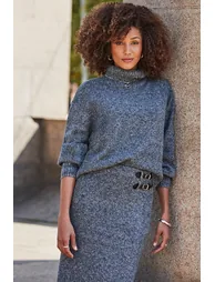 Charcoal Grey Knitted Roll Neck Jumper - 2