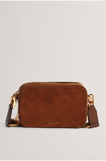 Shayann Webbing Suede Crossbody Camera Bag Brown