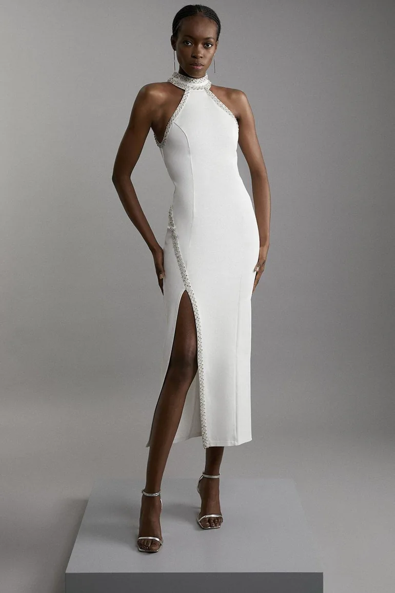 Shop Premium Embellished Ponte Jersey Midaxi Dress Online in Kuwait