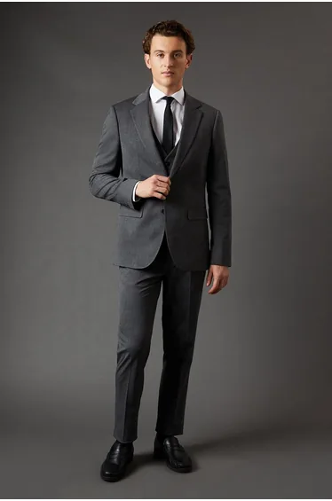 بنطلون بدلة بقصة ضيقة - رمادي 