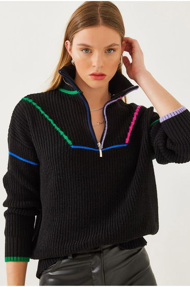 Women's Zippered Knitwear Sweater